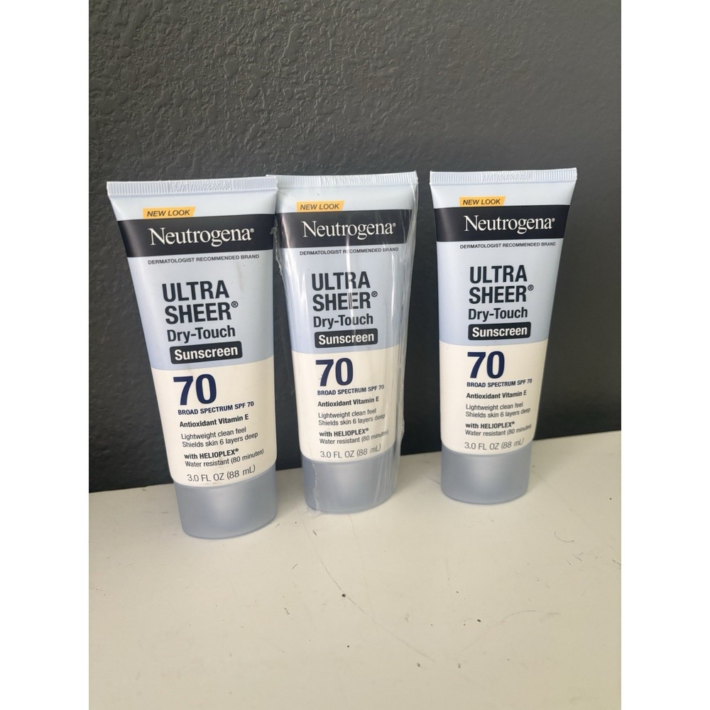 3x Neutrogena Sunscreen Ultra Sheer SPF 70 Dry Touch Lotion 3 OZ Ea Exp 12/2028